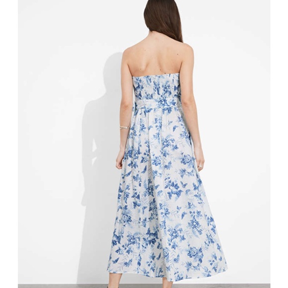 & Other Stories voluminous strapless linen midi dress with belt size 4 - Picture 5 of 9